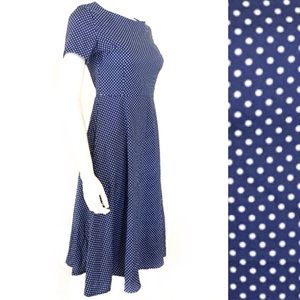 Vintage 1960s handmade blue white polka dot dress
